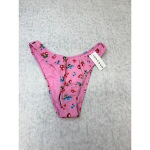 PacSun Eco Pink Fruit Print V-Front High Cut Bikini Bottom Small NWT